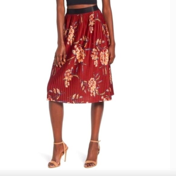Leith Floral Pleated Midi Skirt NWOT - Picture 1 of 6